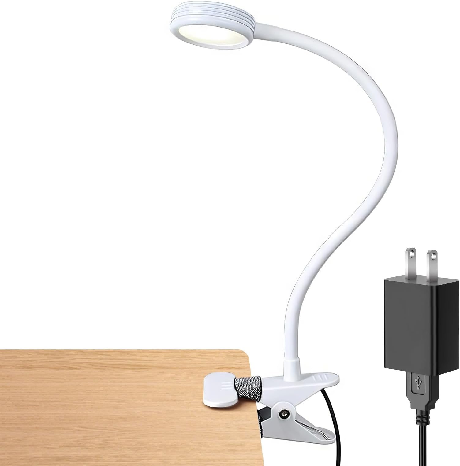 LEPOWER Clip on Light/Reading Light/Light Color Changeable/Night Light Clip on for Desk, Bed Headboard and Computers (White)