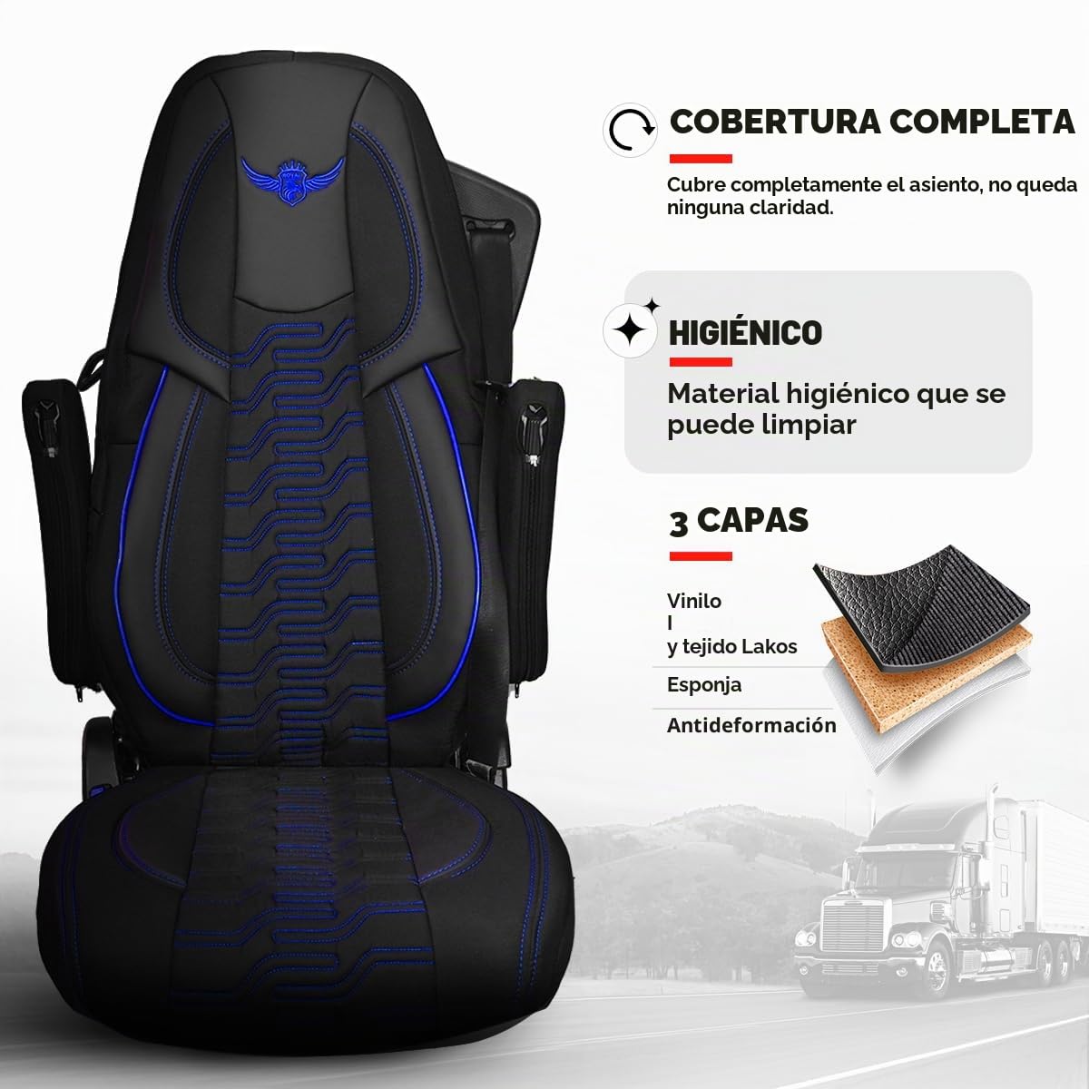ROYAL Funda de Asiento para Volvo FH, FH16, FMX, Azul