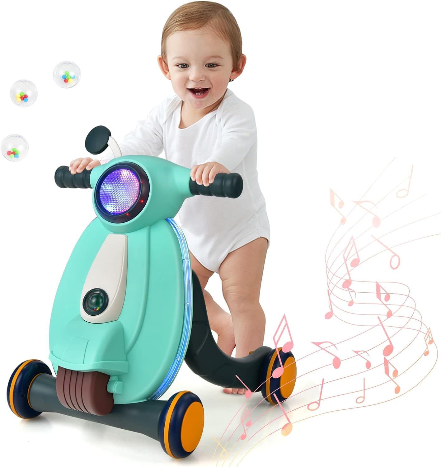 2 in 1 Walker for Baby & Toddler Toy, Baby Push Walkers, Baby Push Along Walker with Light, Music and Ball, Toddler Walker Educational Toy Walker Toys for Boy Girl