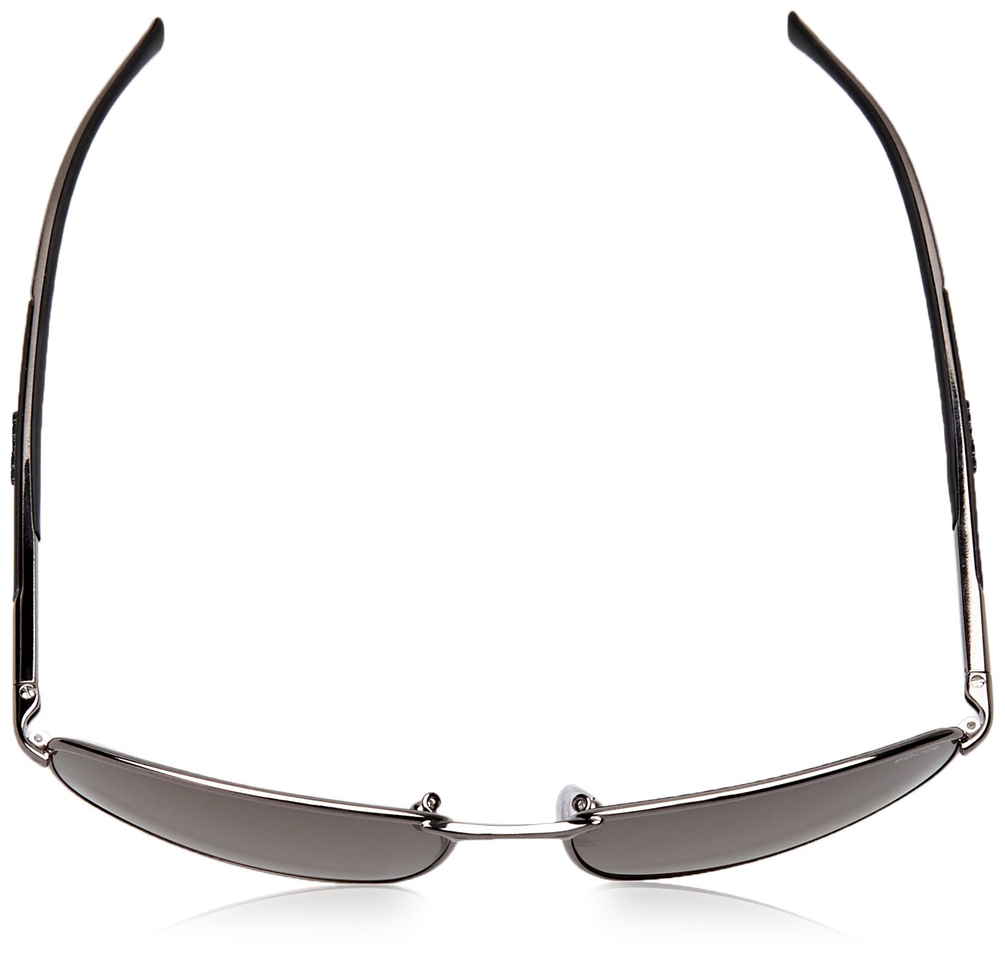 Police - Gafas de sol Rectangulares S8650 para hombre, SHINY GUNMETAL FRAME/GREY/GREEN LENS
