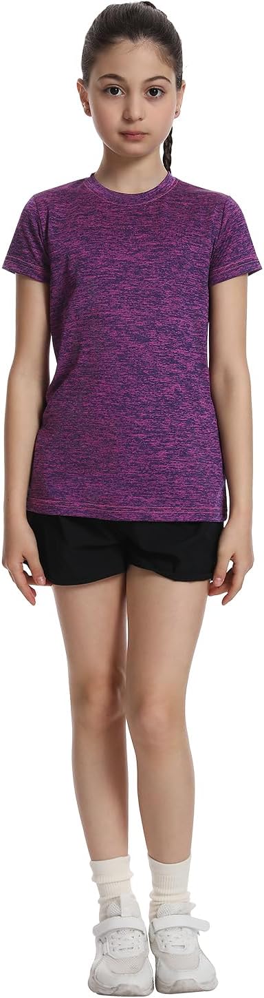 5 Pack Girls Athletic Shirts Short Sleeve Dry Fit Sports T-Shirts Crew Neck Activewear Tees Tops for Kids Teens - Image 6