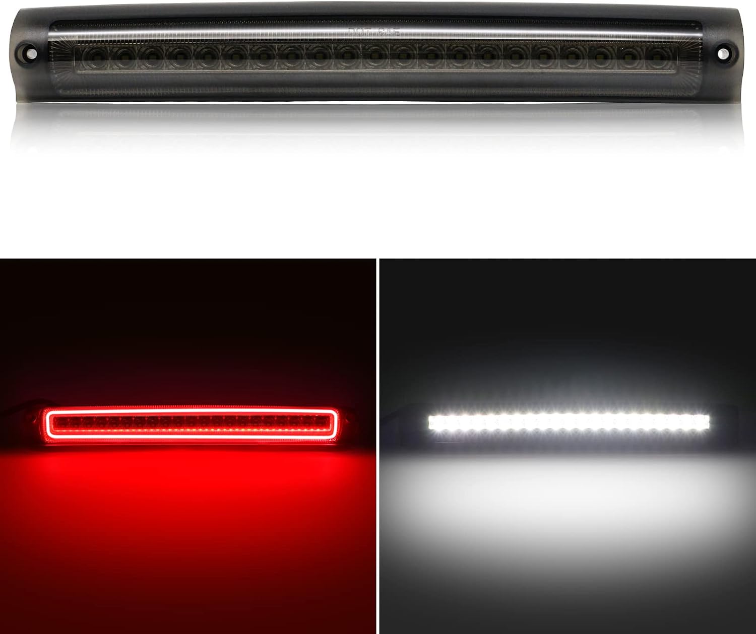 3rd Third Brake Lights Compatible with F250 1997-1999/for F150 1997-2003/for F150 Heritage 2004 Center High Mount Stop Light LED Cab Roof 3rd Brake Light(Red) Cargo Light(White) Smoked Len