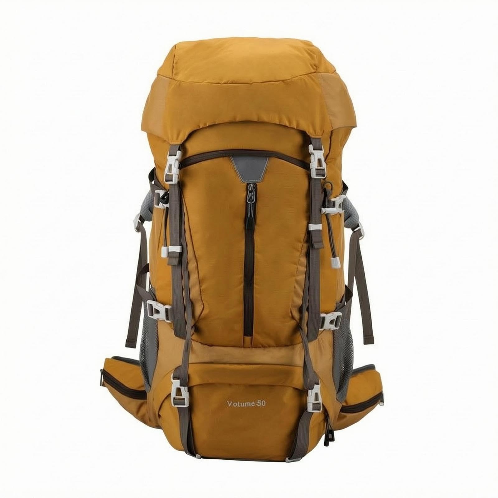 50L Hiking Backpack Padded Shoulder Straps Water-Repellent Hiking Backpack Mesh Side Pockets Outdoor Gear for Camping Yellow-picture-17
