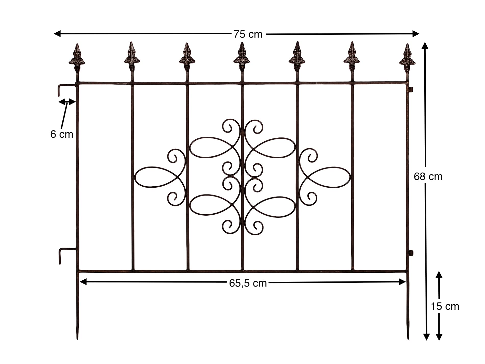 DanDiBo Steckzaun Perugia 20689 Rankhilfe Rankgitter aus Metall B-75cm Kletterhilfe Zaun