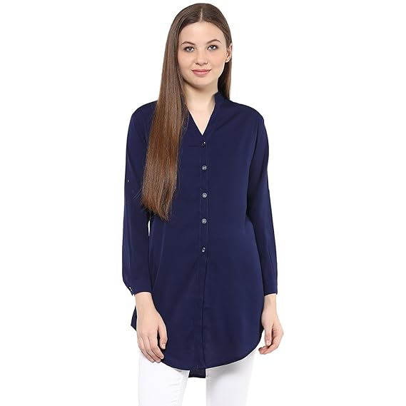 Womens navy blue long sleeve shirt Clearance