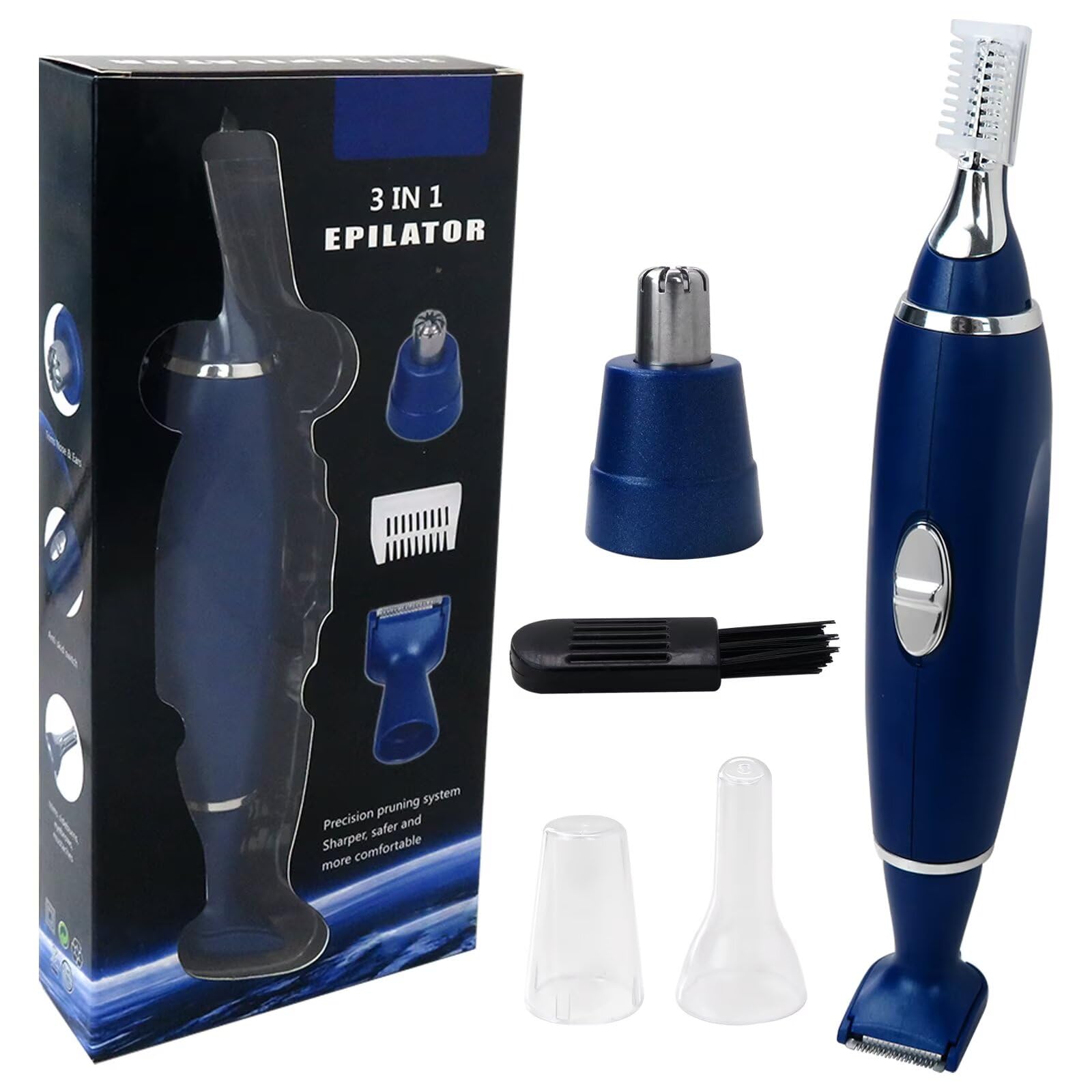 Life Girl Star New 3-in-1 Men Electric Ear Beard Nose Hair Trimmer Eyebrow Mustache Remover Shaver Clipper Blue