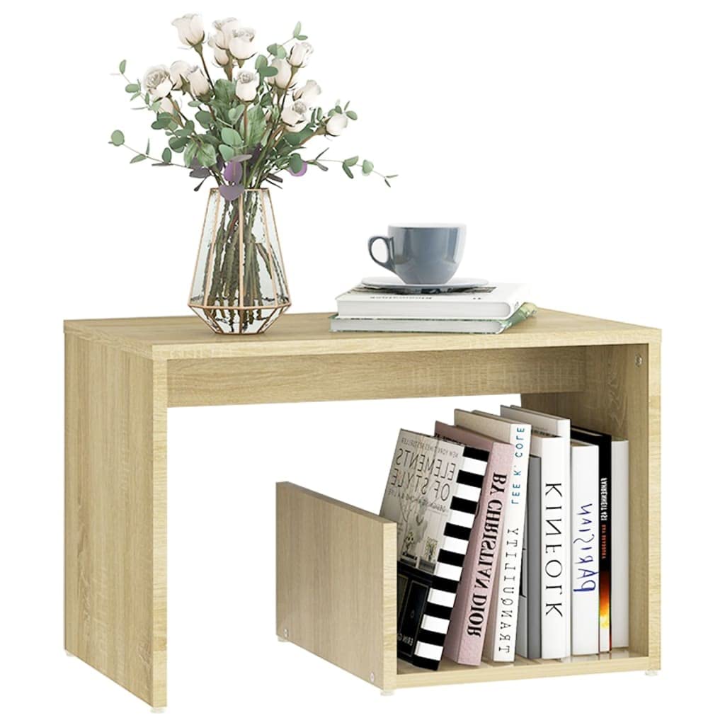vidaXL Mesa Auxiliar Muebles Mobiliario Sofá Café Centro Salón Sala de Estar Libros Estante Decoración de Contrachapada Color Roble Sonoma 59x36x38 cm