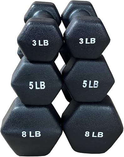 Juego completo de mancuernas hexagonales con revestimiento de neopreno: ideal para ejercicio, fitness, tonificación muscular, fortalecimiento de