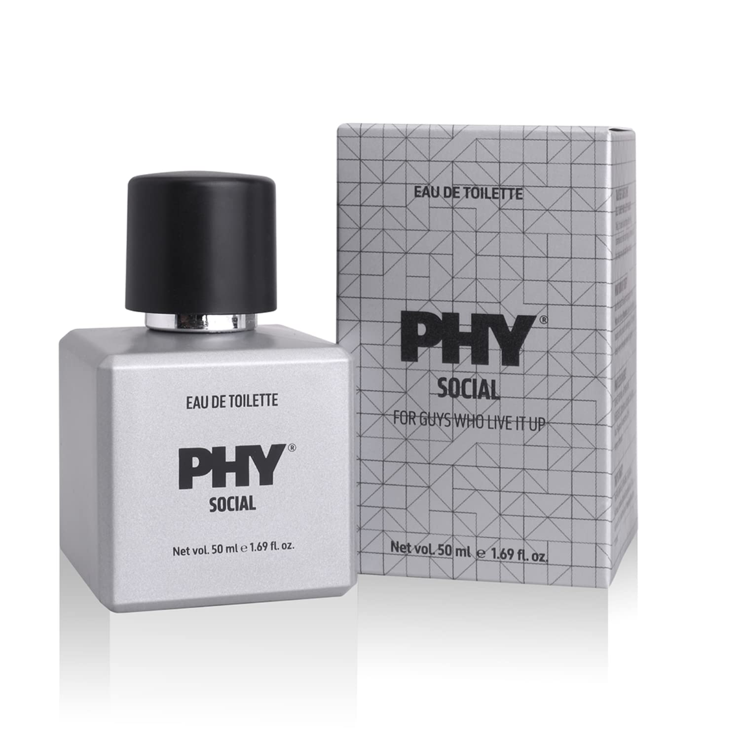 Phy Social Eau de Toilette (EDT) | Friday in a bottle | Freshness of Mint with citrusy Mandarin | Perfect for a party or evening out | Long lasting fragrance, Premium perfume for men, 50 ml