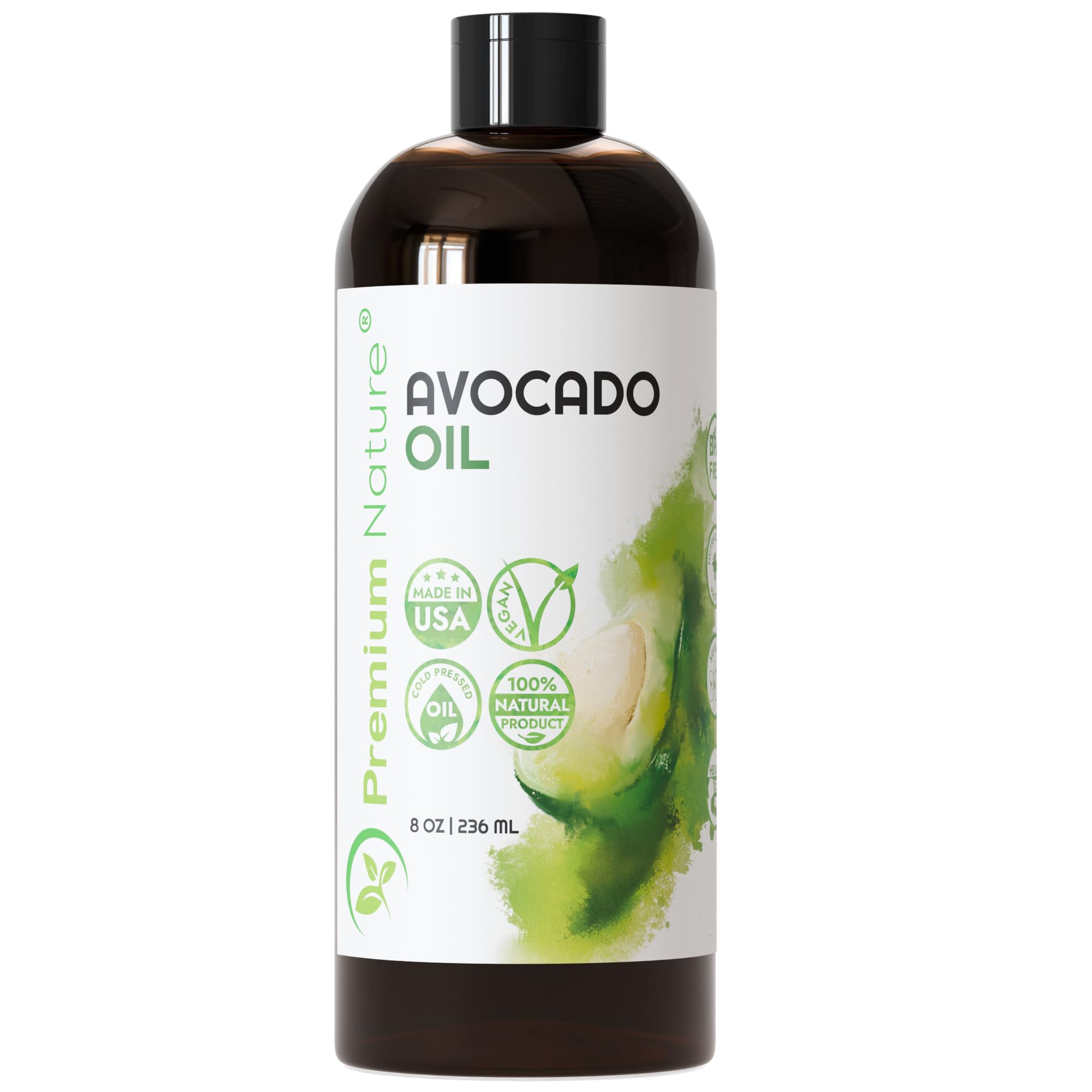 Avocado Oil for Skin & Hair - 100% Pure, Cold Pressed, Unrefined Moisturizing Oil for Face, Body, Hair Care & DIY Beauty - 236 ml