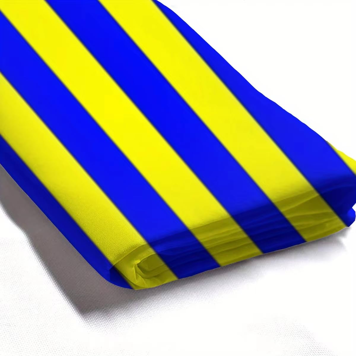 Tenda da doccia a righe verticali, fantasia blu e gialla, design geometrico moderno, in poliestere con ganci, decorazione per la casa, paraschizzi per il bagno (240x210 cm/LxA)