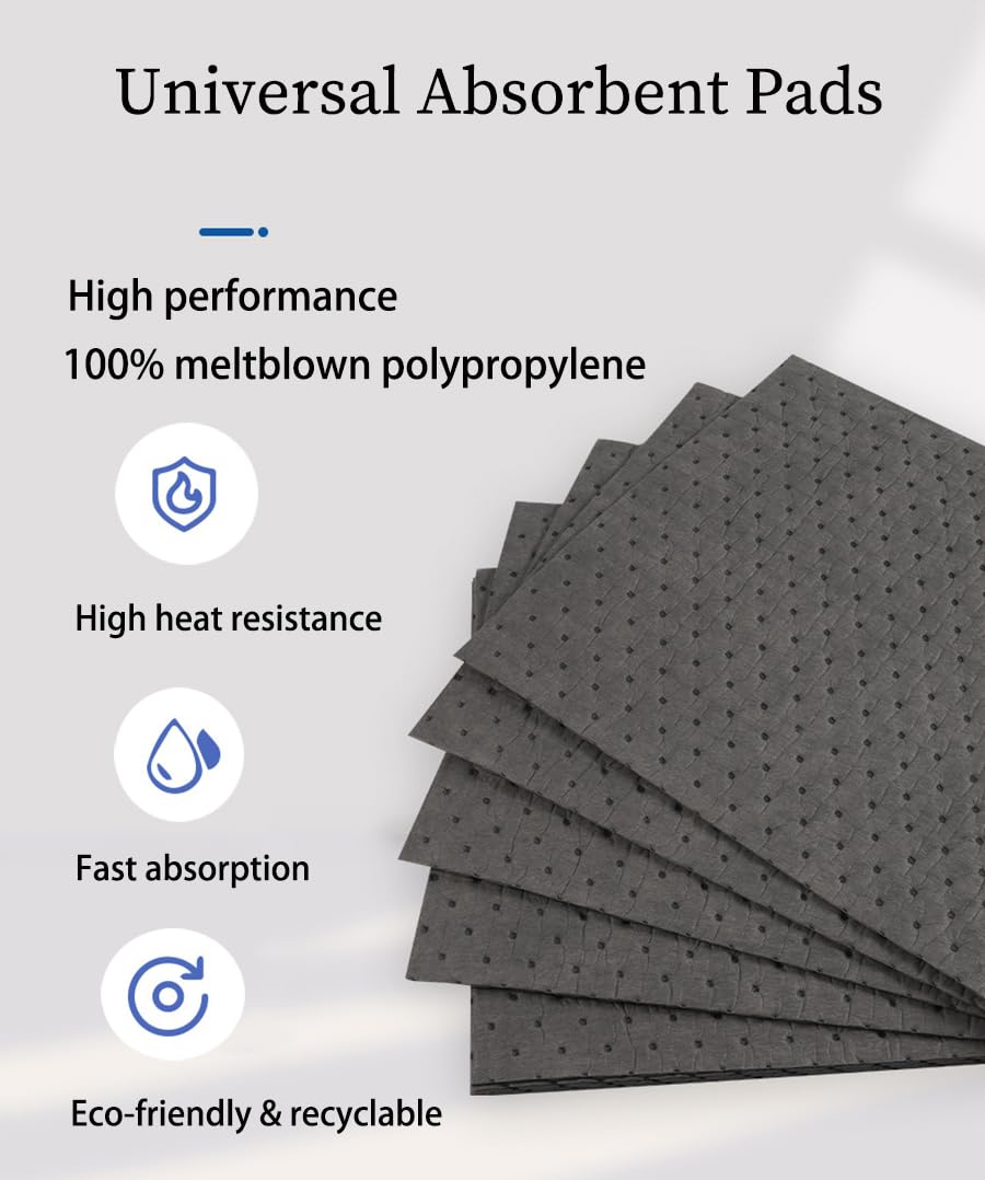 NAKAN Gris Universal Alfombrillas para Derrames Aceite Absorbente De Doble Peso 40 * 50cm para Aceite Combustible Gasolina HVO Hidráulico Derrames De Aceite Coche Camión(Size:30-Sheet,Color:2mm)