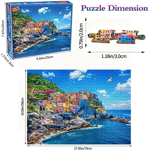 Jigsaw Puzzles for Adults 1000 Piece Jigsaw Puzzles for Adults Cinque Terre Beautiful Scenery Challenging Game Toys Birthday Gift for Adults Boys Girls(70 * 50cm / 27.6"X 19.7")