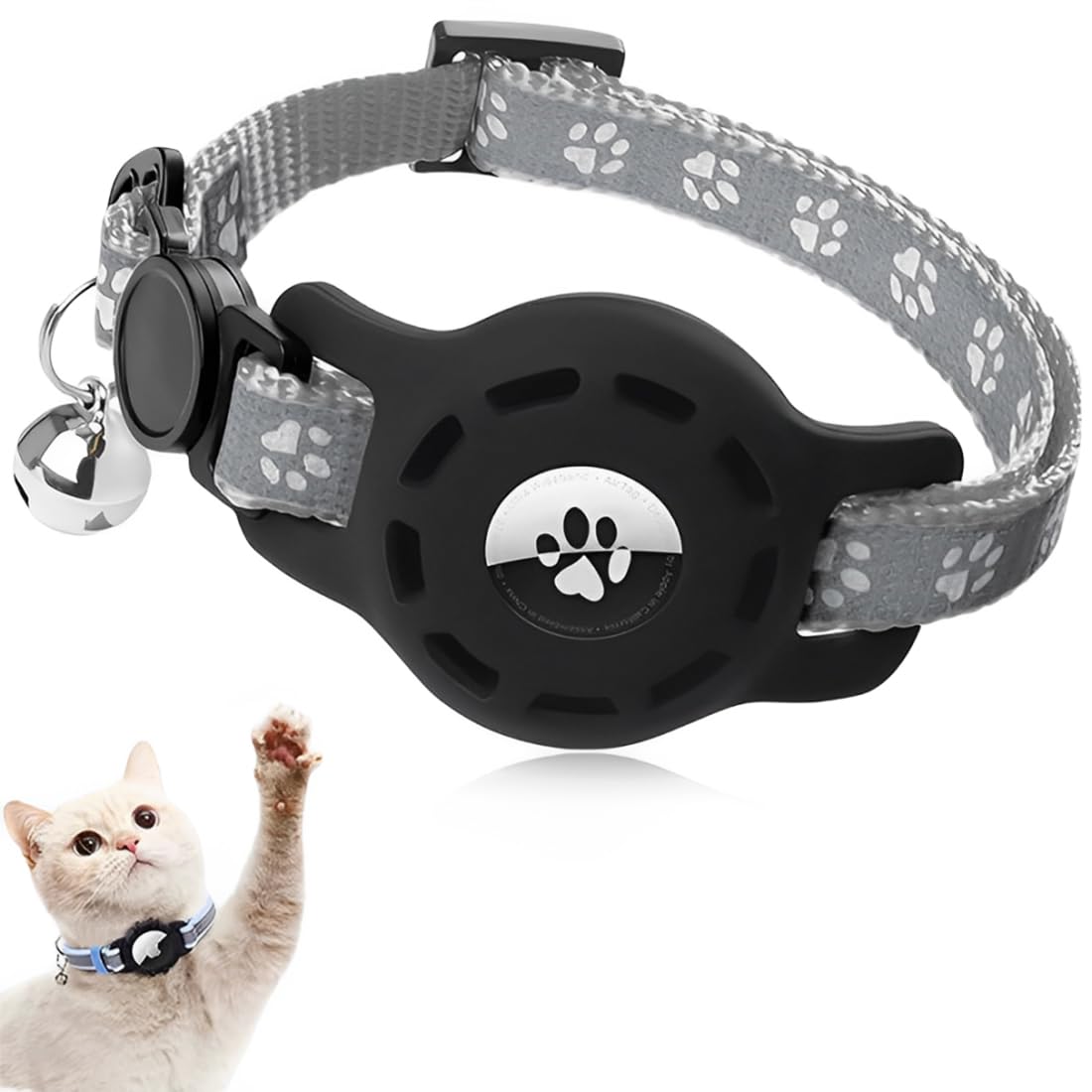 JEYORZY 1 Pack Collar de Gato, Reflectante Ajustable para Gatos Airtag con Cierre de Seguridad, hebilla de seguridad anti estrangulamiento para gatito, Collar Antiahogo Ajustable para Gatitos
