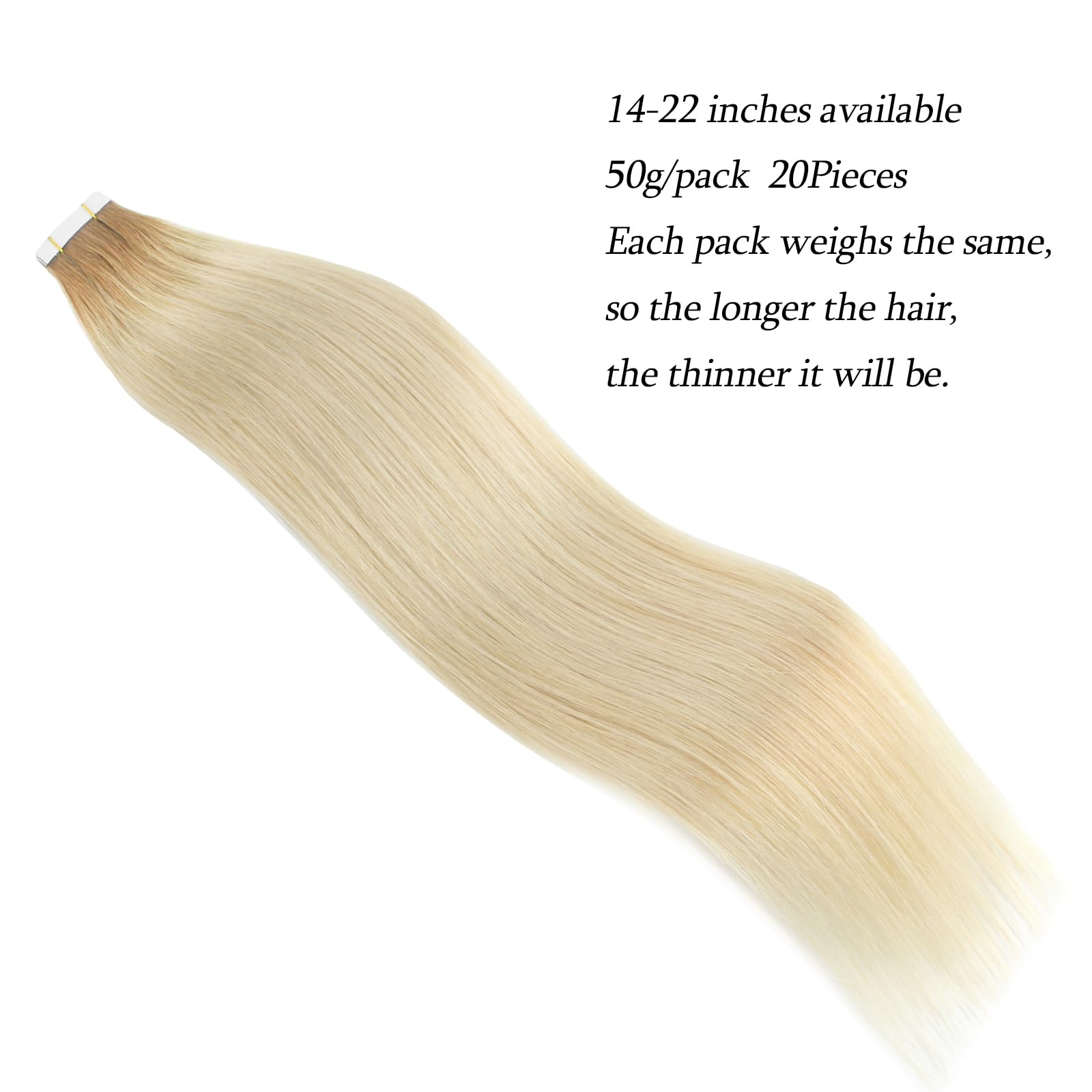 ABH AMAZINGBEAUTY HAIR Rooted Tape in Hair Extensions, Remy Human Hair, 20 Pieces 50 Grams - Image 4