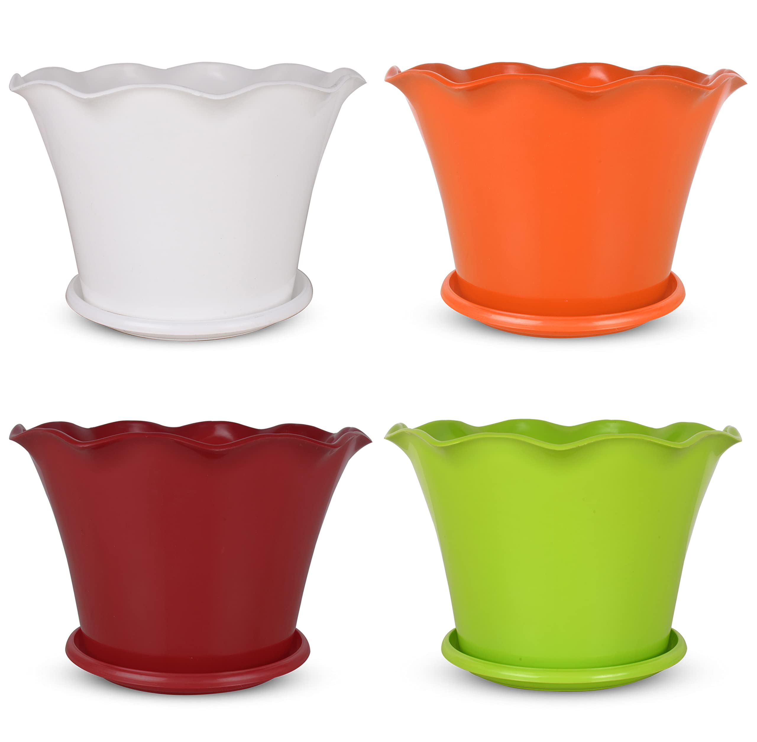 Fern Gardening Plastic Lotus Pot 4 Set of With Plate) Multicolour For Indoor & Outdoor Gardening Plant For Home Decor & Garden Decor Plant I Succulent Plant I Decorative Plant (B09RKG2Z9Y) Amazon Price History, Amazon Price Tracker