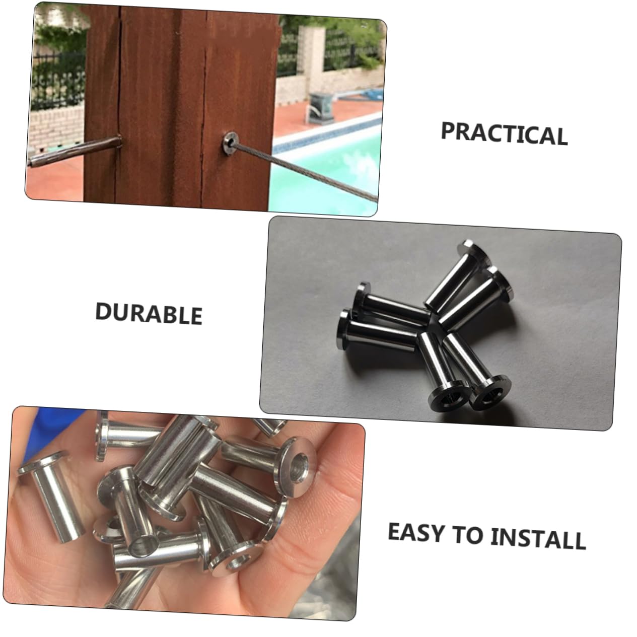 50pcs Deck Cable Railing Wire Rope Protective Sleeve Stainless Steel Cable Protectors Easy Install