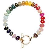 Jojomina Boho Beaded Bracelets for Women Neon Rainbow Bead Bracelet Handmade Natural Gemstone Stone Beach Jewelry