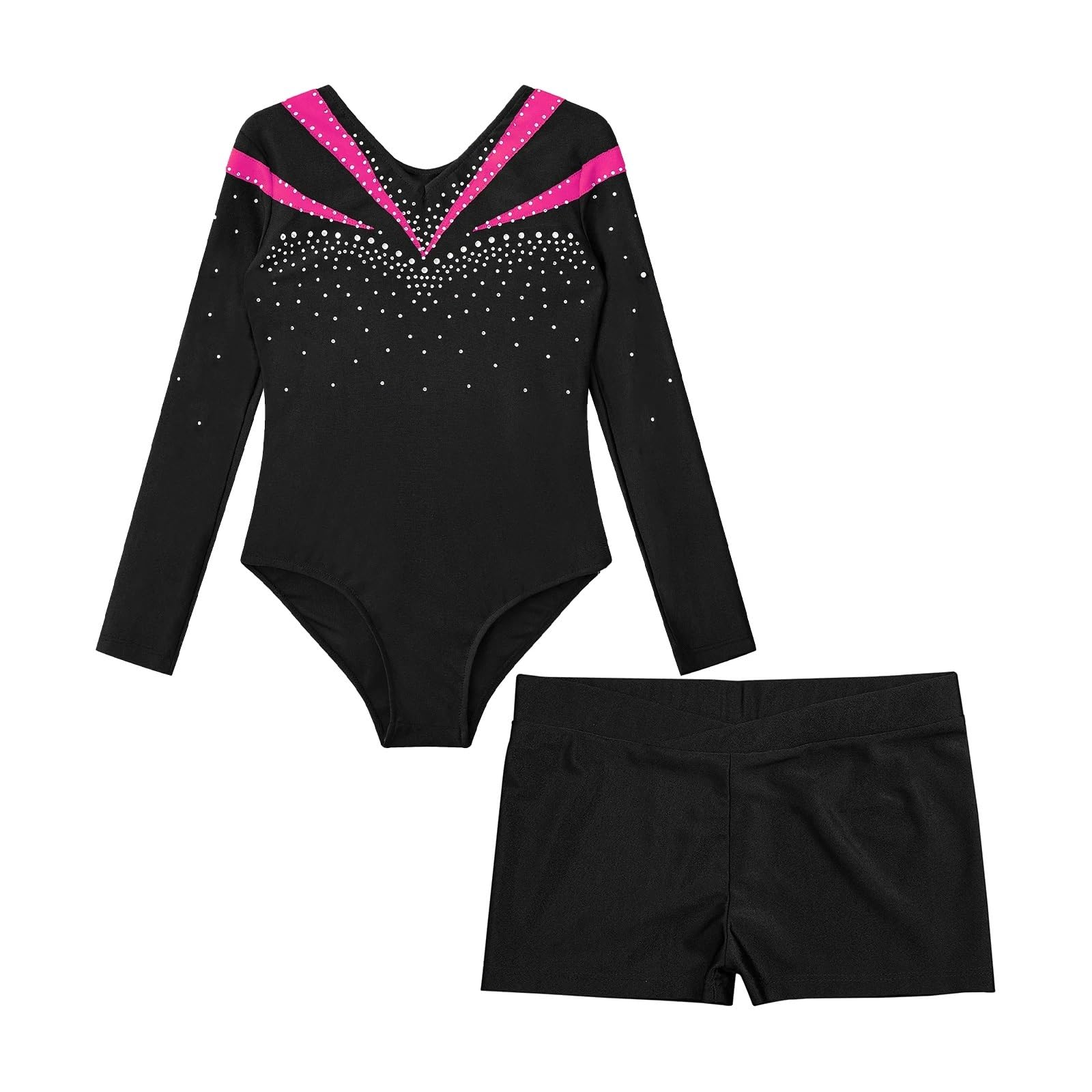Maillot Gimnasia Ritmica Girls Ballet Dance Outfits Kids Long Sleeve Gymnastics Leotards With Shorts Dancewear Sets For Yoga Athletic Jumpsuit