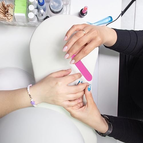 Miniatura 5 de Juego de 48 juegos de manicura desechable, juego de 3 limas de uñas, incluye lima de uñas de grano 100/180, palo de madera, almohadillas removedoras