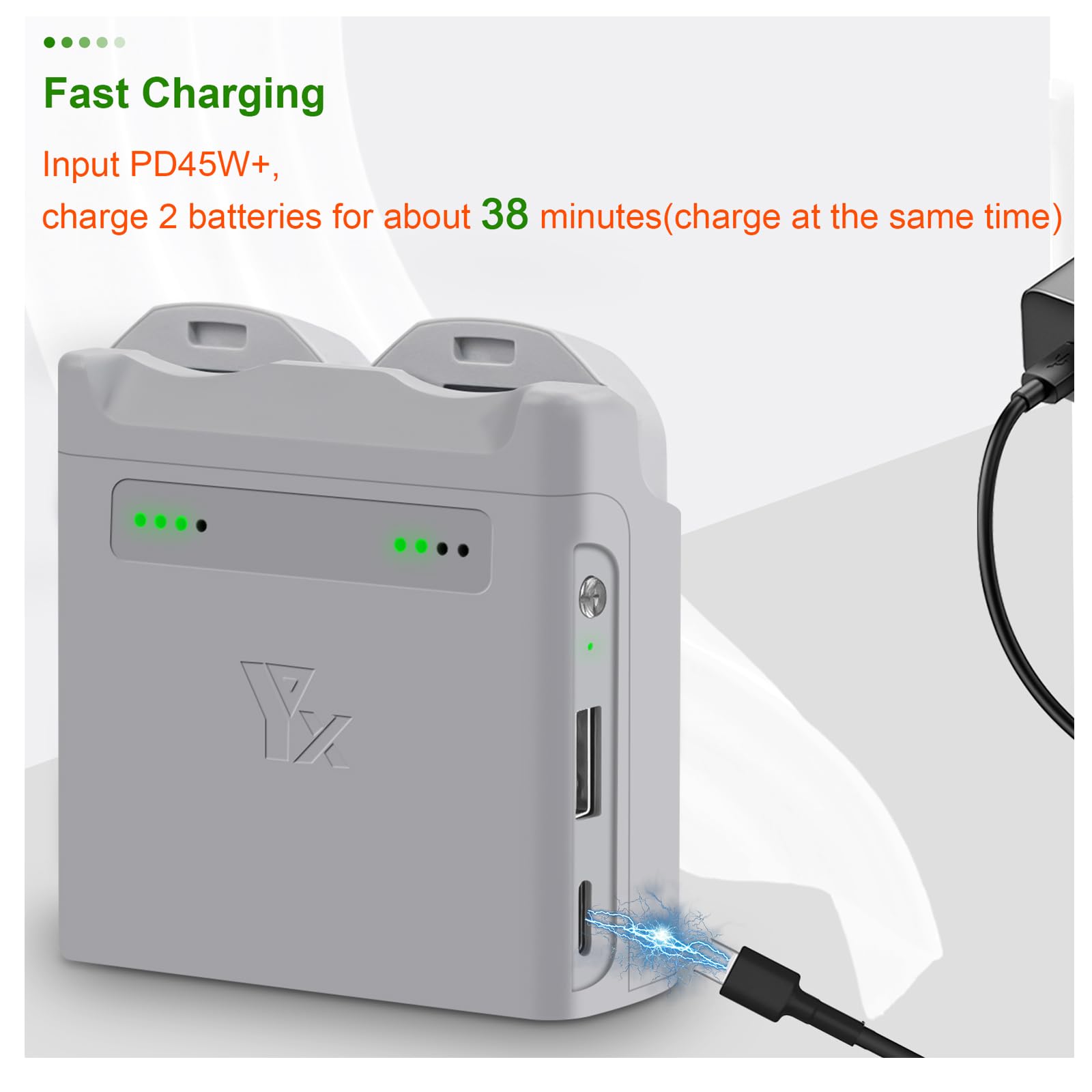 Two-Way Charging Hub for DJI NEO,Portable Dual Battery Charger Support PD Fast Charging for DJI NEO Battery Accessories