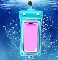 Bolsa impermeável para celular, bolsa flutuante à prova d'água com tela sensível ao toque, capa universal para celular, fotografia subaquática para natação, rafting, mergulho (azul, 26 x 11 cm)