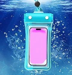 Bolsa impermeável para celular, bolsa flutuante à prova d'água com tela sensível ao toque, capa universal para celular, fotografia subaquática para natação, rafting, mergulho (azul, 26 x 11 cm)
