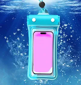 Bolsa impermeável para celular, bolsa flutuante à prova d'água com tela sensível ao toque, capa universal para celular, fotografia subaquática para natação, rafting, mergulho (azul, 26 x 11 cm)
