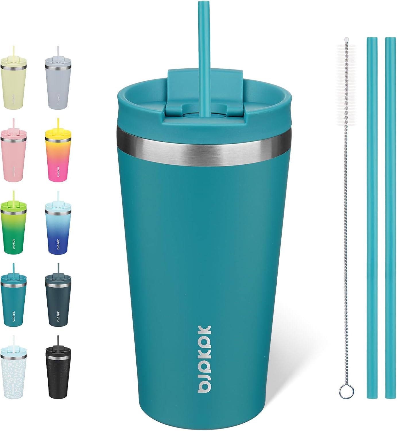 BJPKPK 18oz Tumbler With lid And Straw Stainless Steel Travel Coffee Mug Insulated Tumblers Cups,Laguna