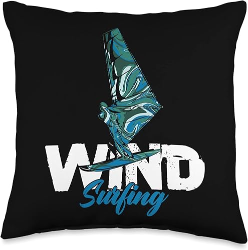 Surfer Surfing Windsurf Sailing Gift Windsurfer Sailboarding Water Sports Ocean Wave Throw Pillow, 16x16, Multicolor