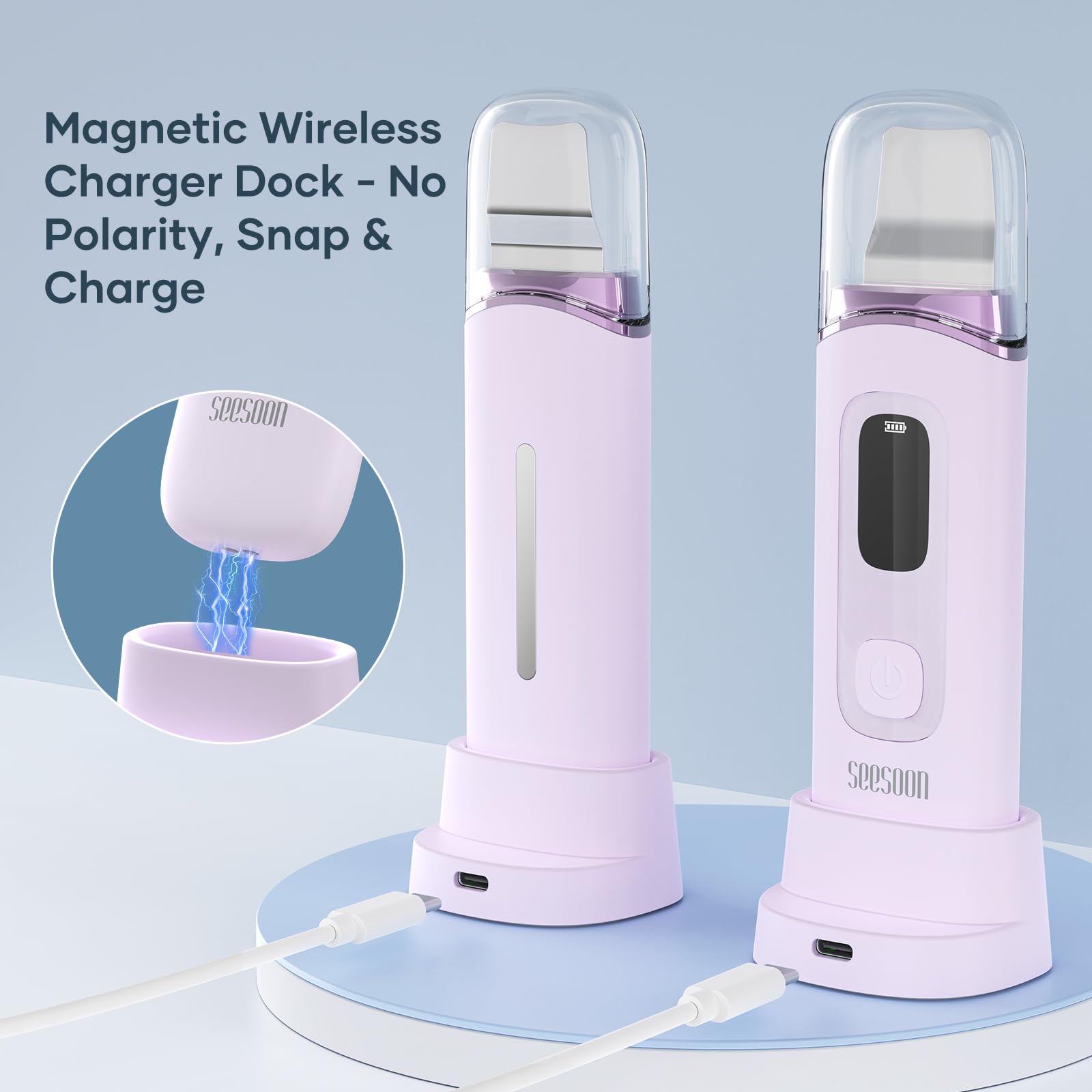 Espátula de limpieza facial para la piel con 4 modos, pantalla LCD, IPX7 impermeable para eliminación de puntos negros y limpieza profunda de poros