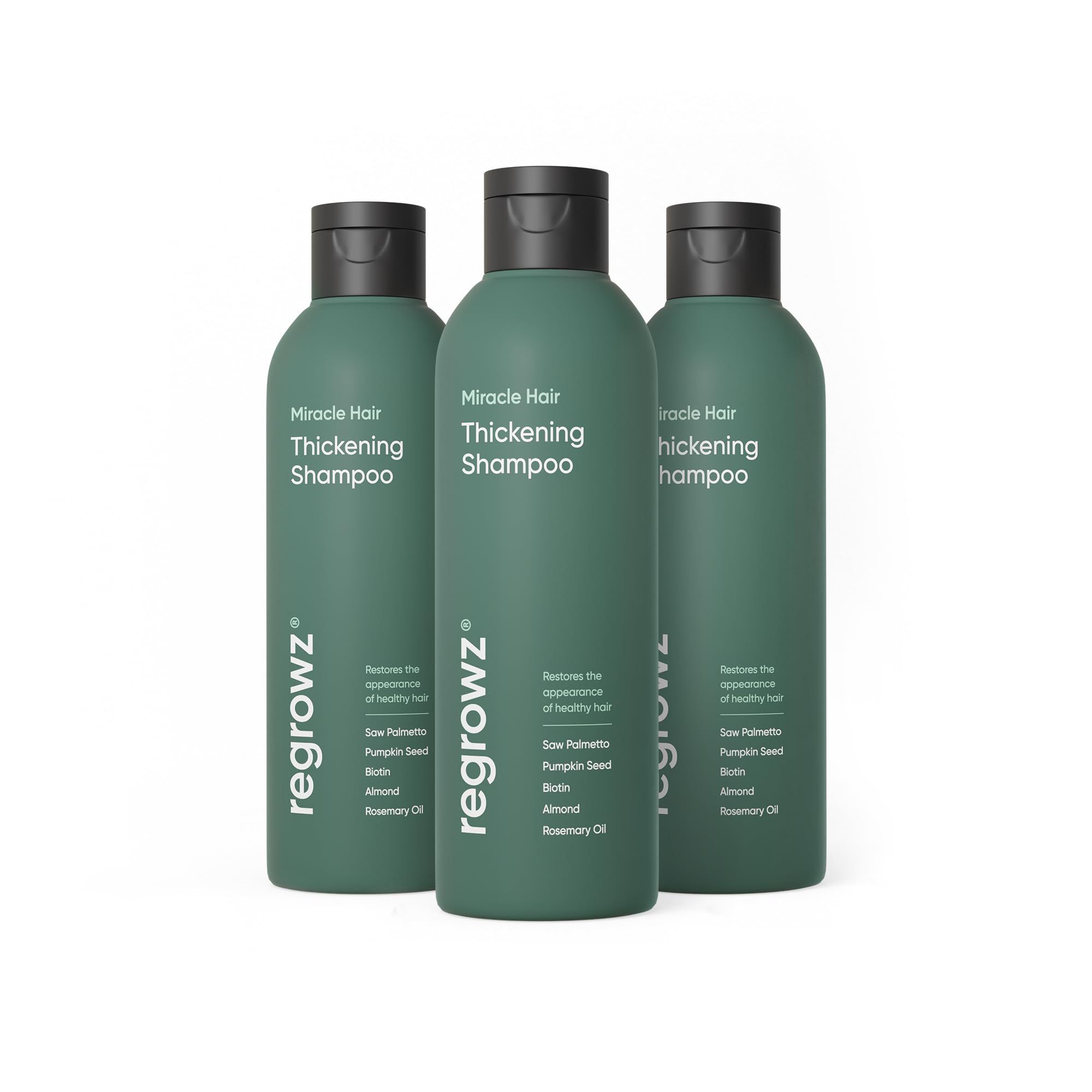 Regrowz Hair Thickening Shampoo 225ml x3, Biotin Hair Growth Shampoo for Women & Men, DHT Blocker & Sulphate Free