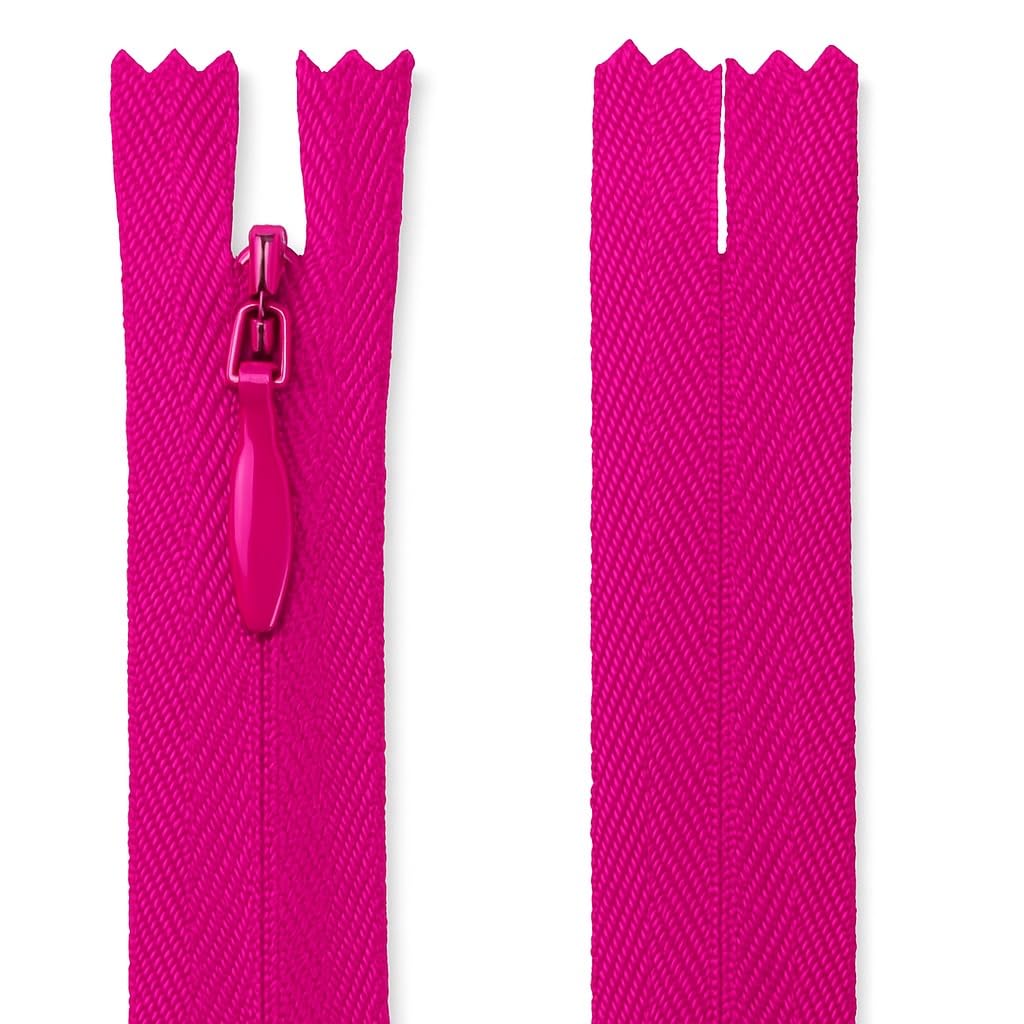 Invisible Zip Cerise 8" (20cm) - Concealed Closed-End Nylon Zipper for Sewing & Dressmaking: Skirts, Cushions, Bag Linings, Pouches & Alterations by Giddy Square