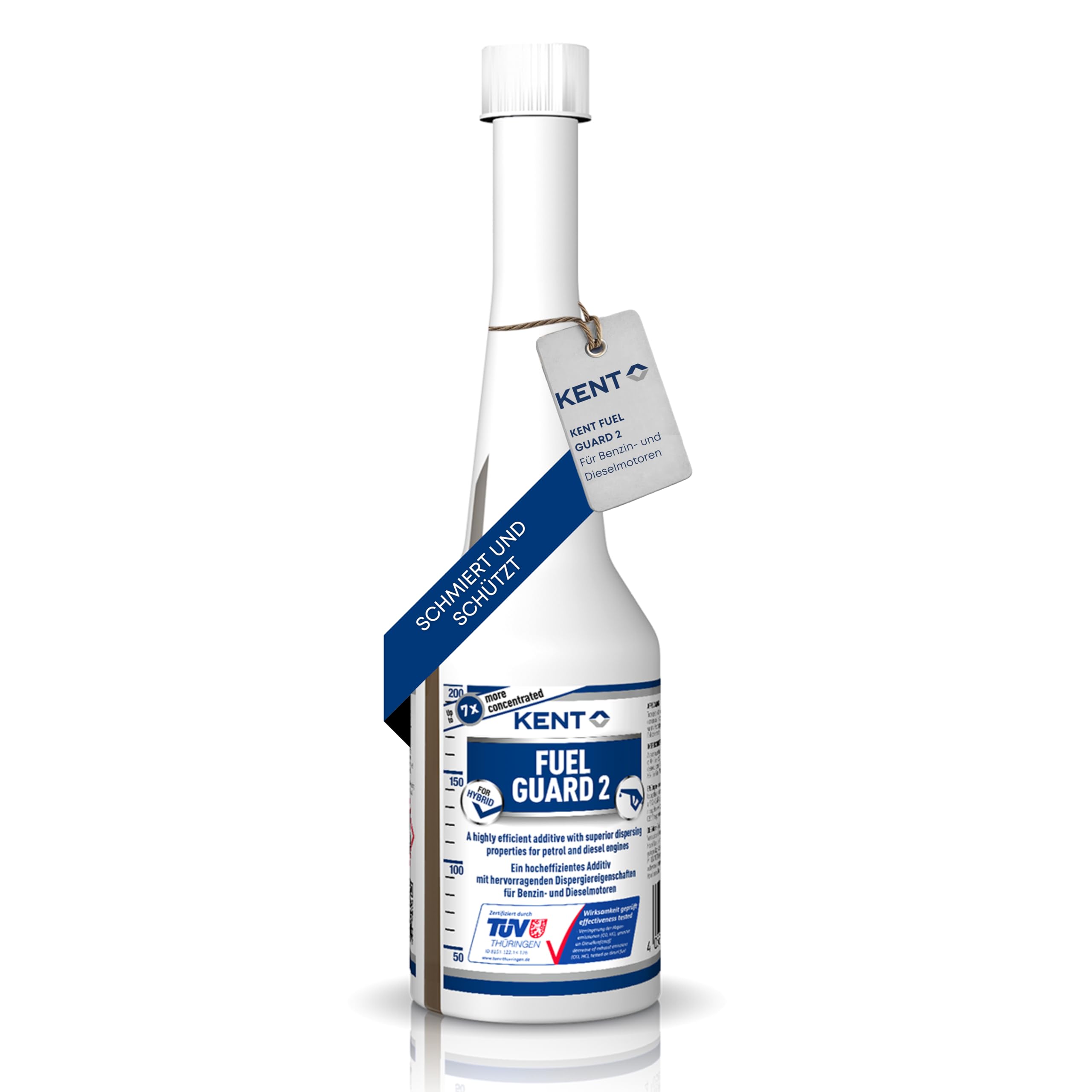KENT Fuel Guard 2 – Additiv, essence et diesel, nettoyage du système – Nettoie le système de carburant, lubrifie et protège – Flacon de 250 ml