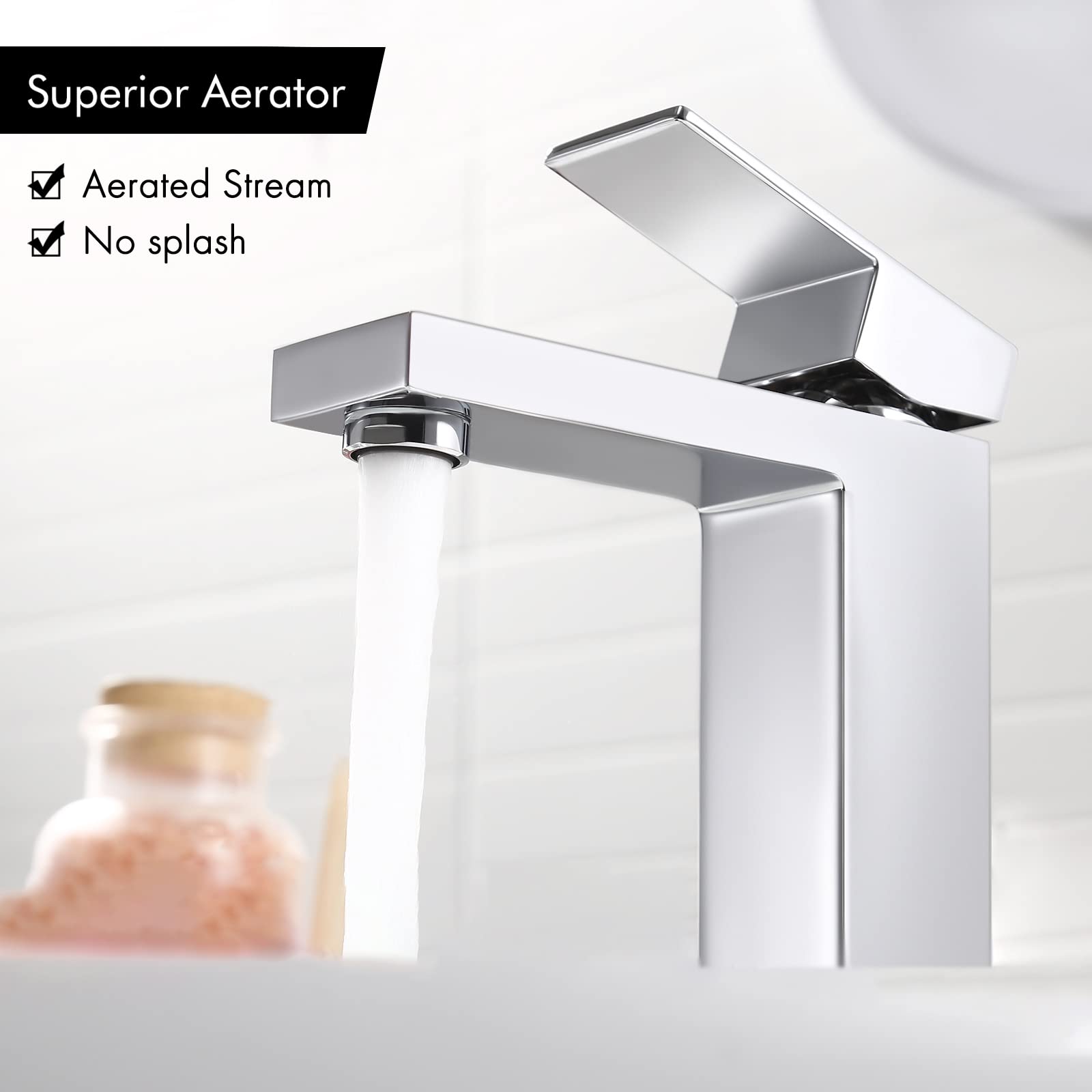 KES Bathroom Faucet Sink Faucet, Washroom Vanity Faucet Single Hole Bathroom Faucets cUPC Certified Lead-Free Brass Chrome Finish, L3120ALF-CH