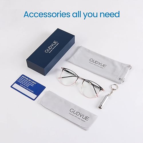 Miniatura 5 de GUDVUE Lentes de luz azul, para computadora/juegos/TV/teléfonos para mujeres/hombres, antirreflejos/UV400/fatiga ocular, oro rosa