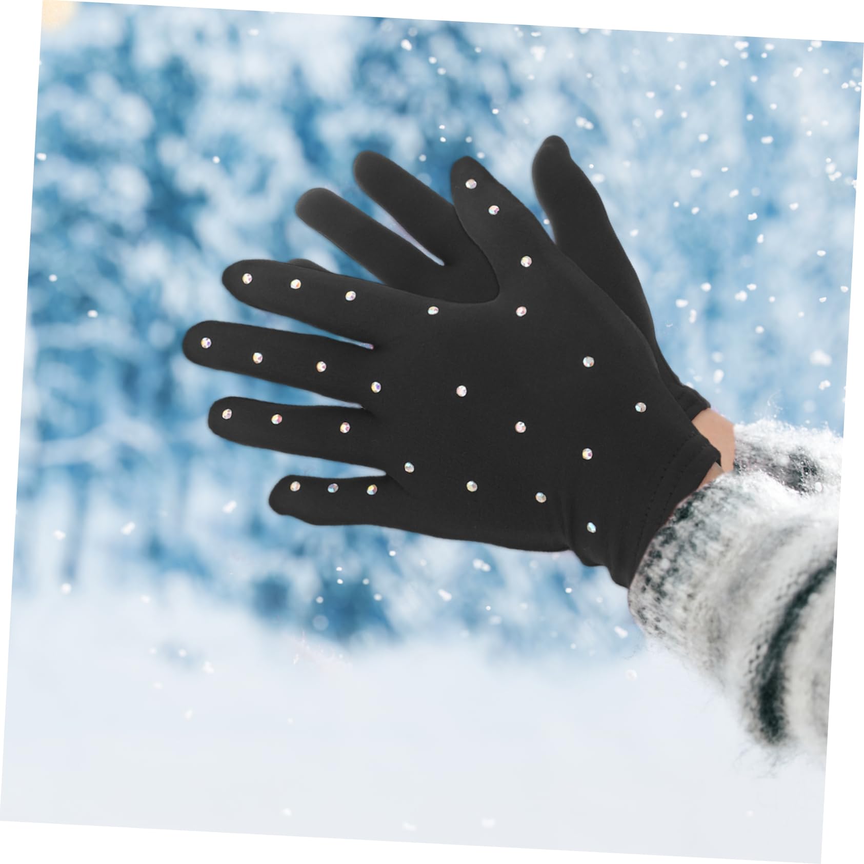 Toyvian Guantes de Patinaje artístico Guantes de Oro Mujeres Guantes de Encaje sin Dedos cordón Hielo Guantes de Fiesta de niña Guantes de Baile de niña Licra Black