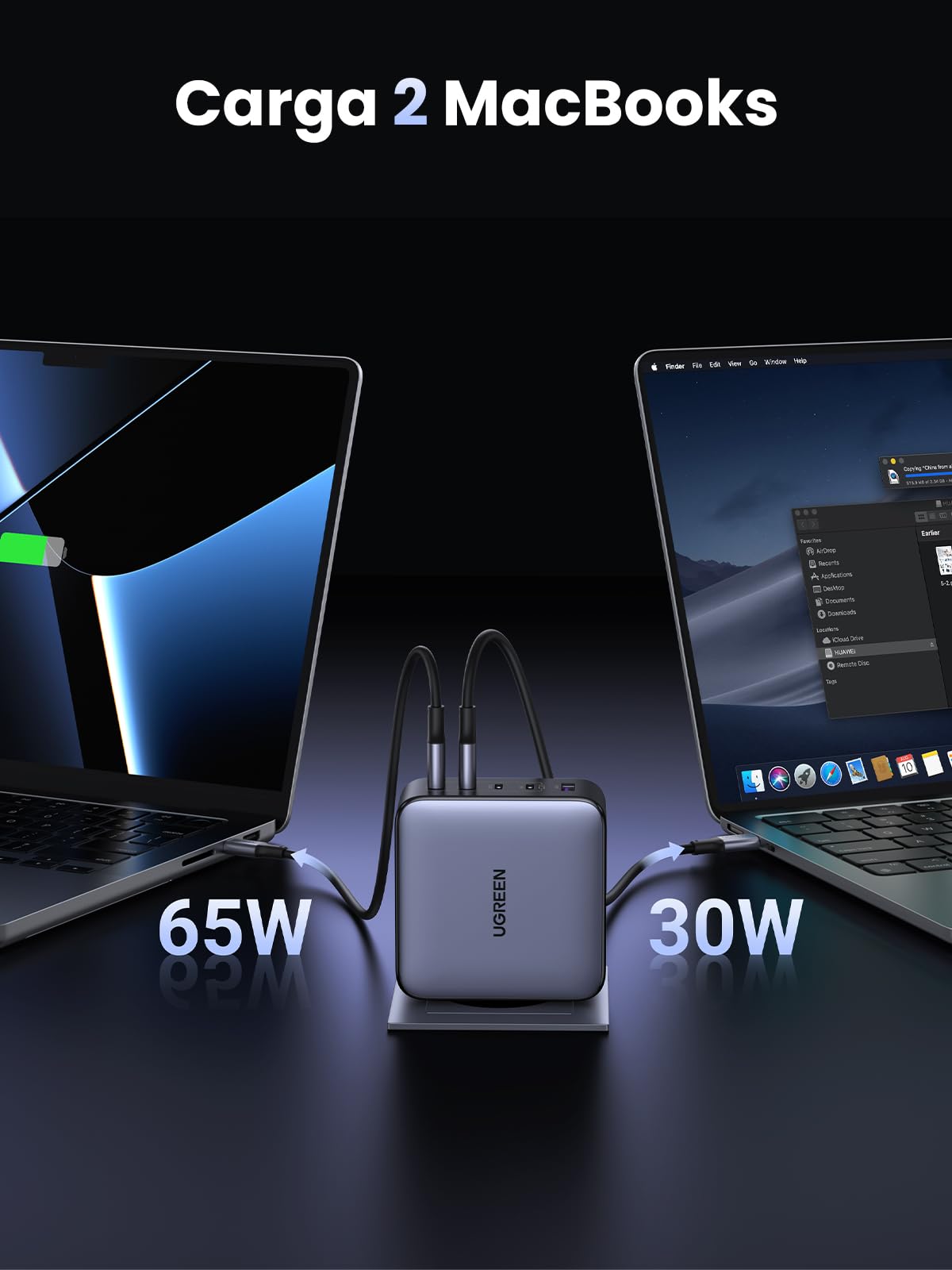 UGREEN Nexode 100W Cargador USB C Carga Rápida con 5 Puertos Adaptador | Corriente GaNInfinity PD 3.0 PPS 45W Compatible con iPhone 17 Pro Max Air 16 15 Galaxy S26 Pixel 10 iPad MacBook M5 M4