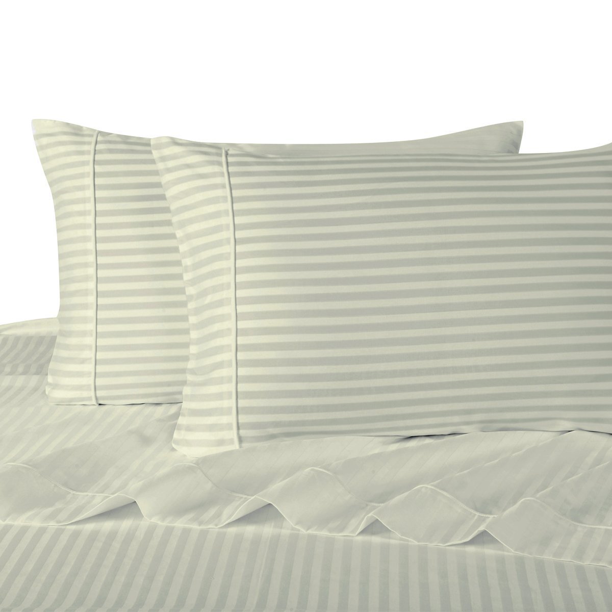 Royal Hotel - Lenzuola King Size, 4 pezzi, 100% cotone, 300 fili, rasatello a righe, tasca profonda