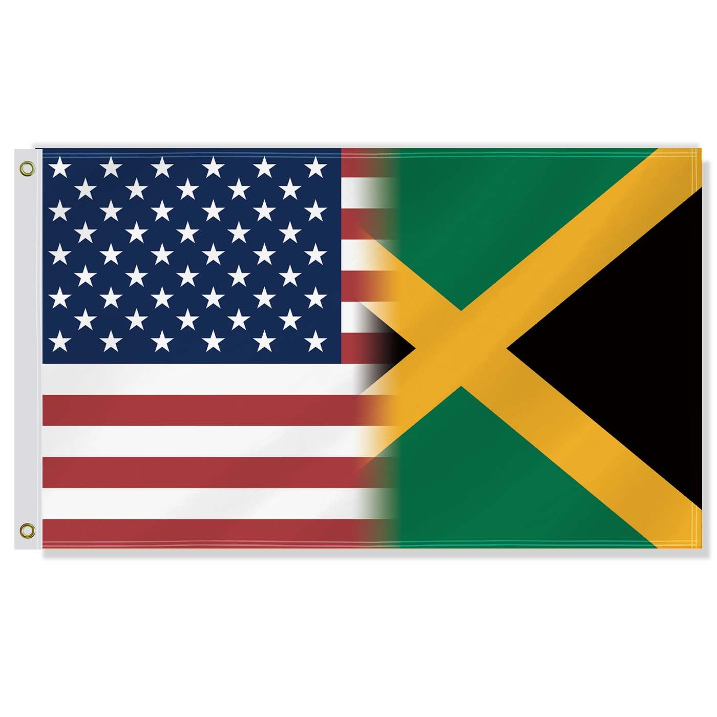 3×5 FT USA Jamaica Combo Flag,Large Jamaican Friendship Decor,Double Side Digital Printed 150D Polyester Banner With Canvas Header Brass Grommet For