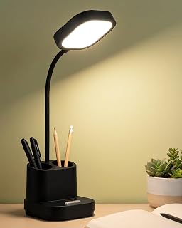 WEIRD WOLF 3 Color Mode Table Lamp for Study & Office | Dual Lithium Battery | 3 Level Touch Brightness | Adjustable Gooseneck Desk Lamp with Pen Holder | Rechargeable LED Study Lamp for Study Table - Amazon product rated Grade A