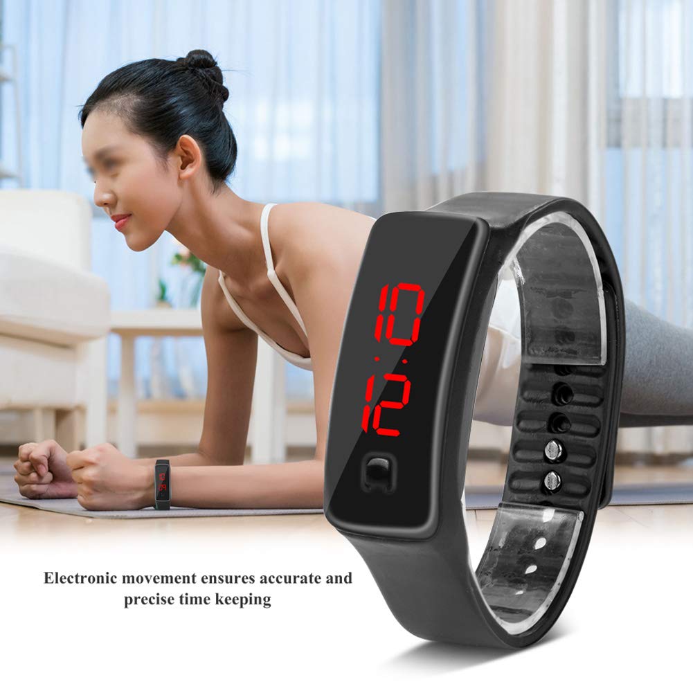 Ejoyous Inteligentny zegarek, elektroniczny wyświetlacz LED, sportowy zegarek cyfrowy z silikonowym paskiem dla mężczyzn i kobiet, smartwatch z 12-godzinną tarczą do aktywności na świeżym powietrzu i wewnątrz, biegania, wspinaczki, wędkowania