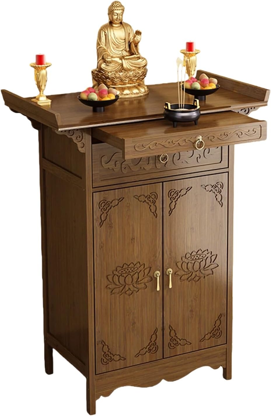 Meditation Altar Table, Buddha Niche, Altar Cabinet, Personal Shrine Meditation Table, Solid Wood Altar Cabinet with Drawer(31.5"/80cm)
