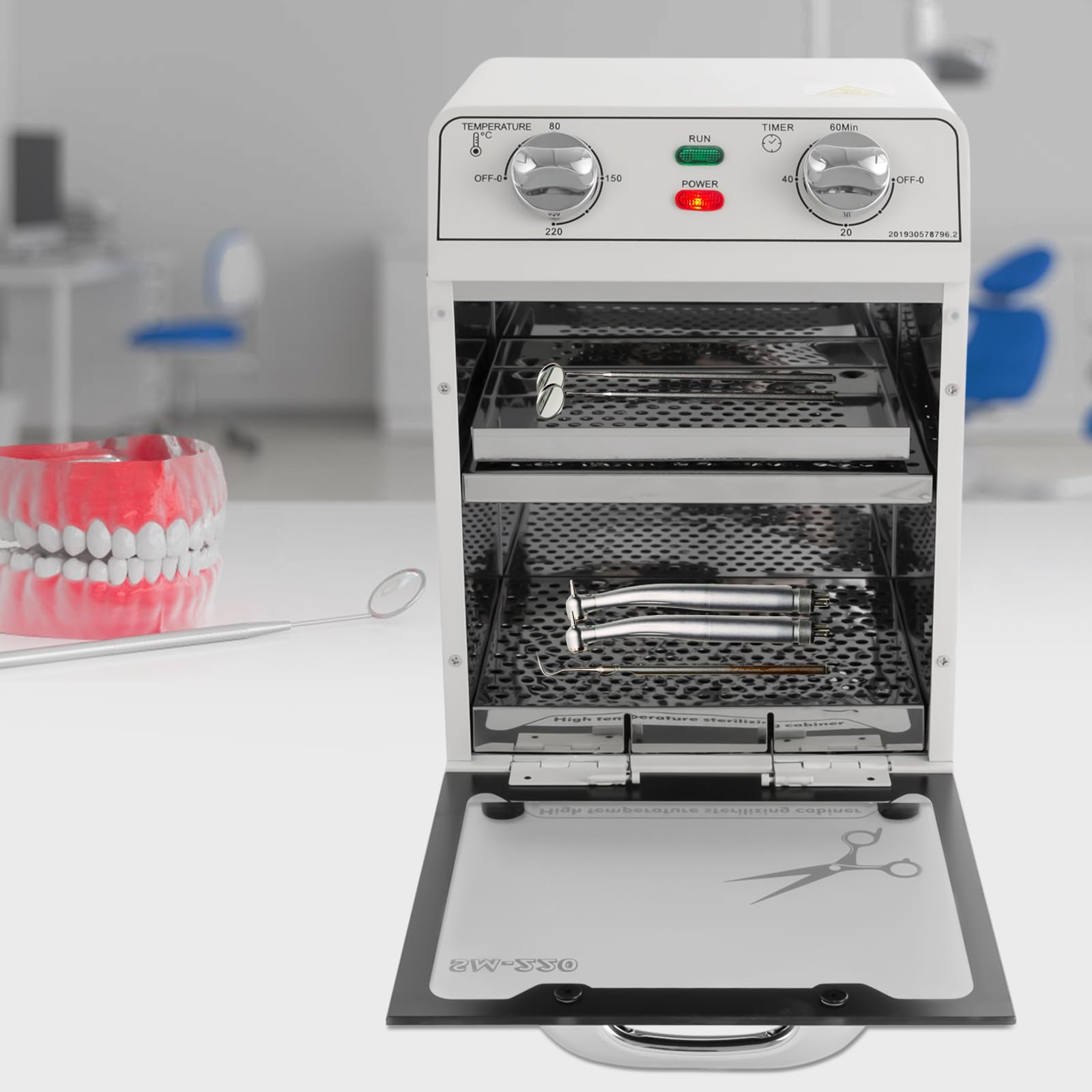 Hochtemperatur Sterilisator, 8L Heißluftsterilisator mit Timer und Temperaturregelung(0-220°C), Heißluftsterilisator für Haarwerkzeuge,Nagelstudios,Spa
