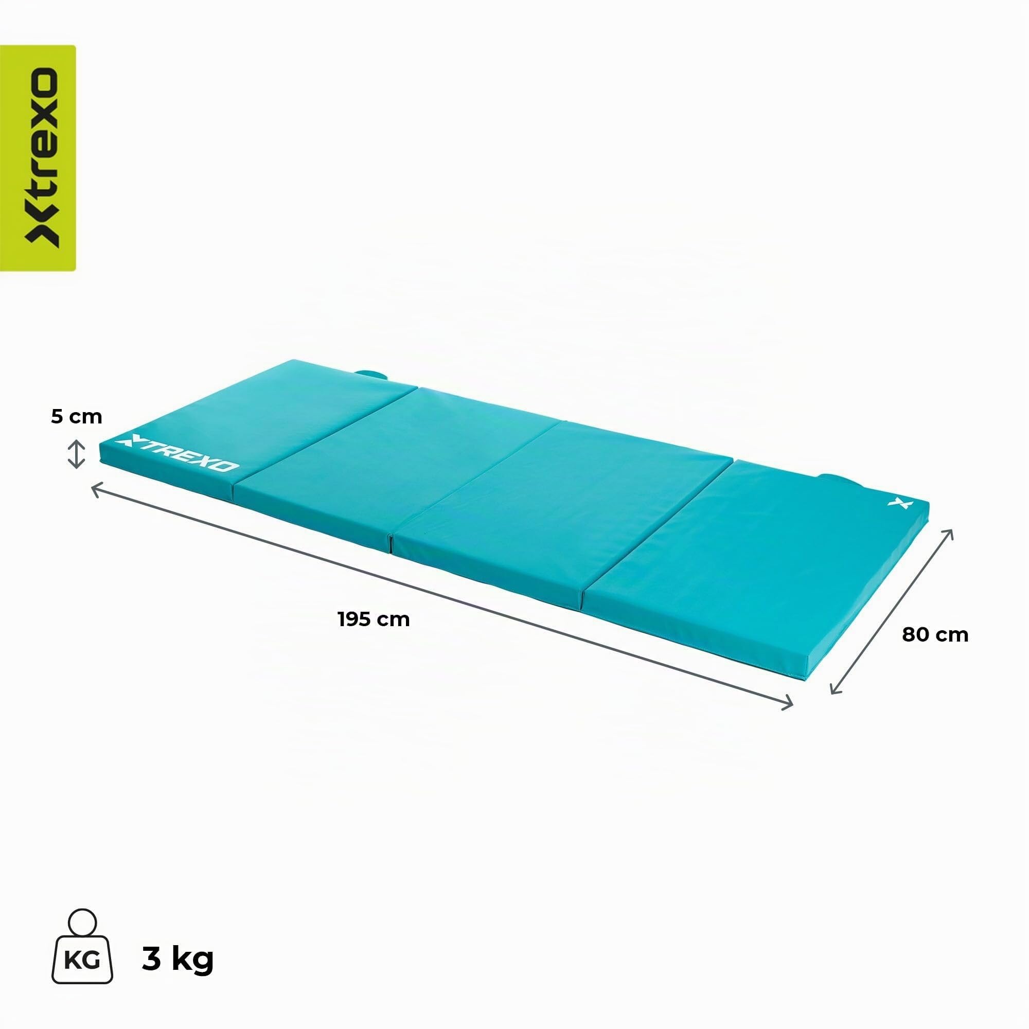 TREXO Tapis de gymnastique pliable - Tapis d'entraînement portable avec poignée, mousse EPE et revêtement en cuir synthétique
