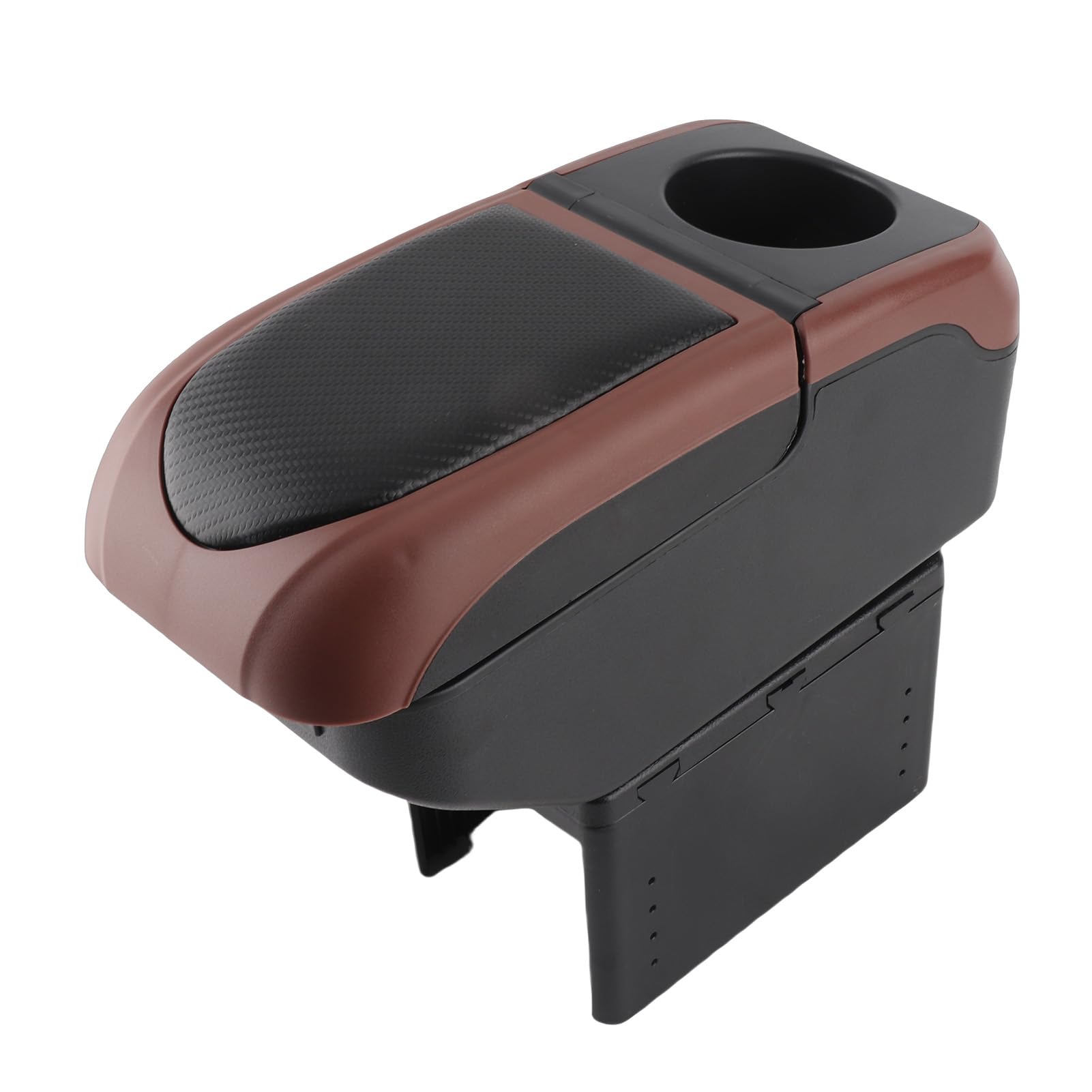 Universal CAR Akrest Pudełko z 6 Portów ładowania USB Podwójna Warstwa Regulowana Organizator Konsoli środkowej do SUV Truck CAR Soft PU Skórzany materiał ABS 320x142x145 Mm (Brązowy)