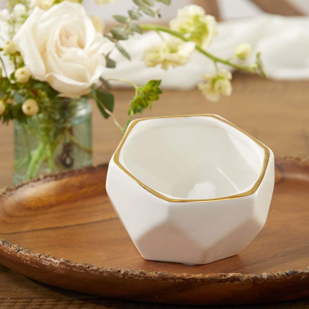 Kate Aspen Geometric Ceramic Planters Decorative Bowls, Small & Medium (Set of 2) , White : Clothing, Shoes & Jewelry