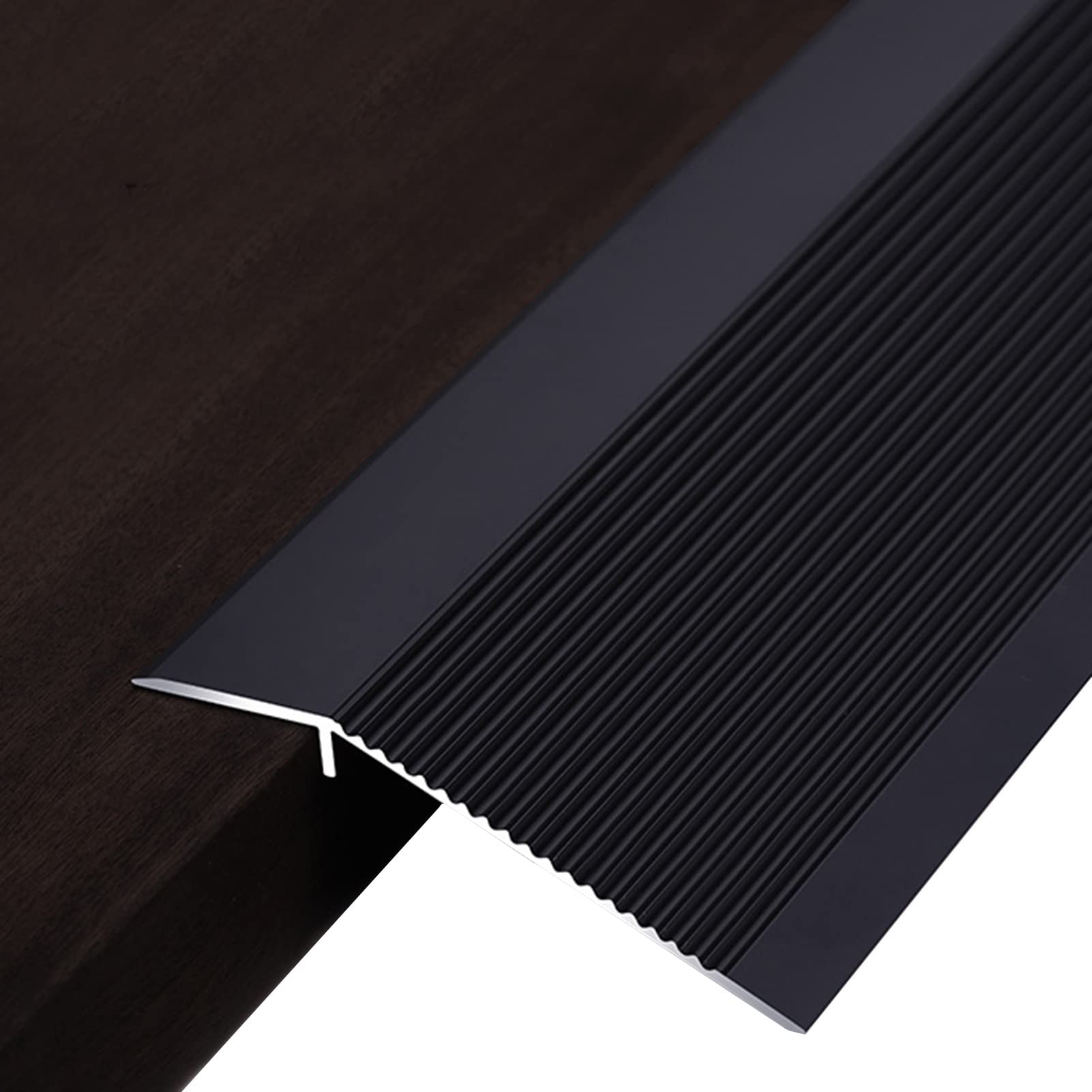 Floor Transition Strips, Multicolor Aluminum Alloy Door Threshold Transition Strip for Uneven Floor(Black)