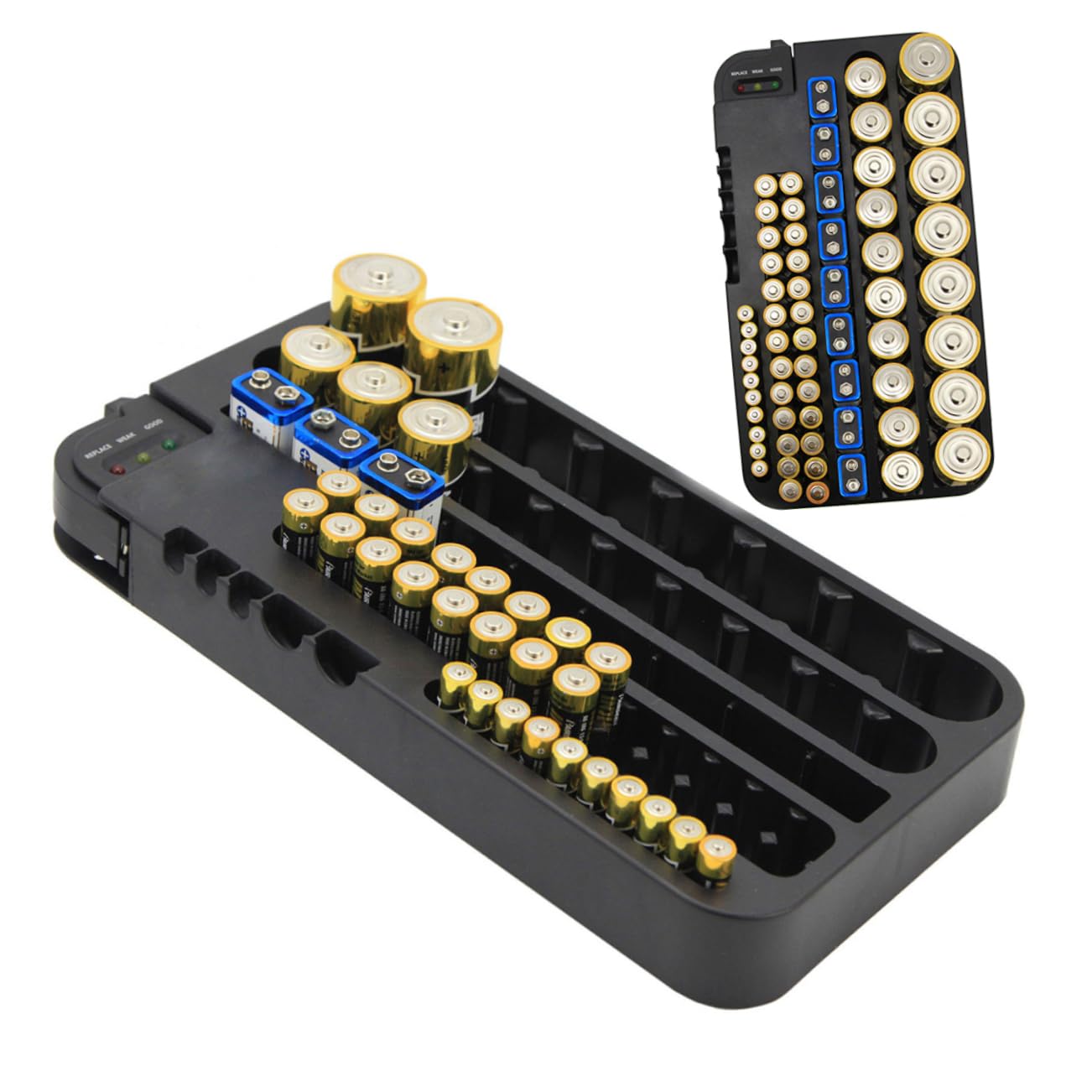Hemobllo Scatola per Batterie Organizer con Diverse Dimensioni Supporto per Batterie Aaa Aa C Bottone con Tester Rimovibile