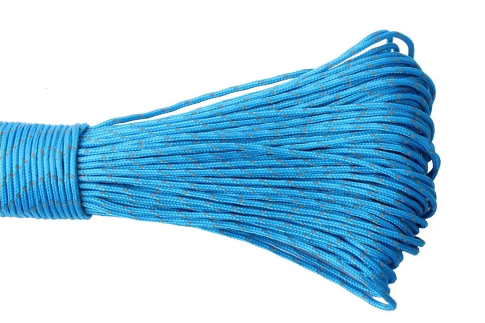 Paracord 2mm Reflective Paracord 3 Strand Core For Survival Parachute Cord Lanyard Camping(2mm sky blue,50meters)
